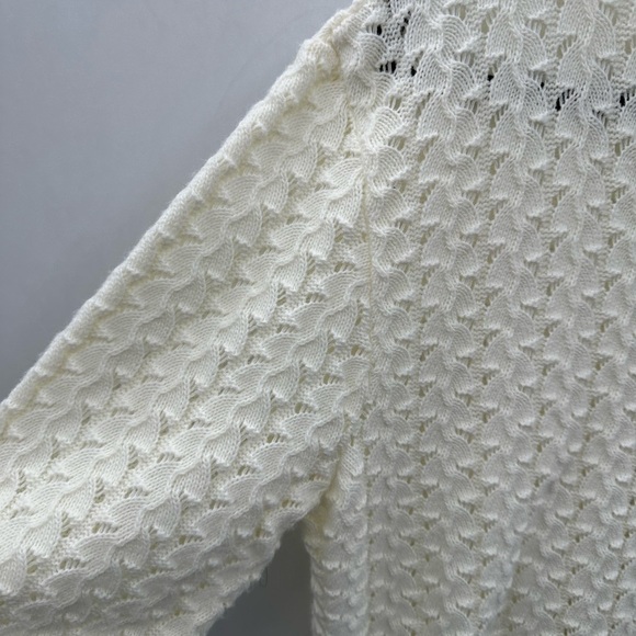 Y2K VTG XL CARLY BLAKE Cream Crochet Grandma Cottagecore USA made boho CARDIGAN - Picture 4 of 12